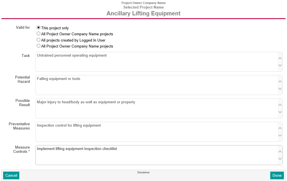 Advanced Risk Assessment Add Control Measures