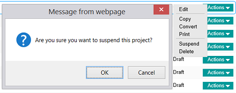 Project Suspend popup