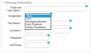 User Desingation drop down box