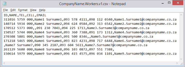 Worker Import Excel Example